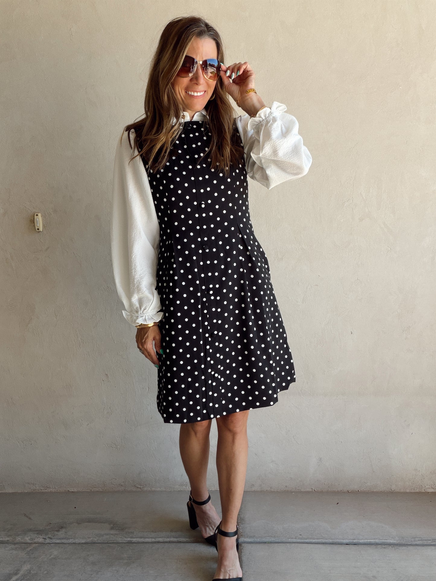 Keelee Polka Dot Dress in Black & White