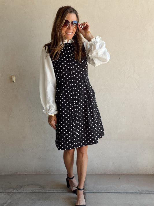 Keelee Polka Dot Dress in Black & White