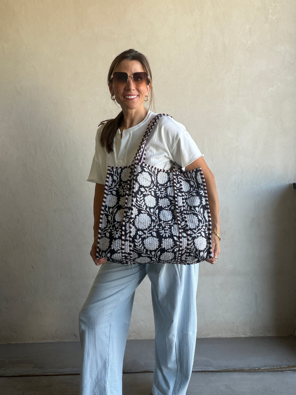 Mindee Quilted Bag – Black & White