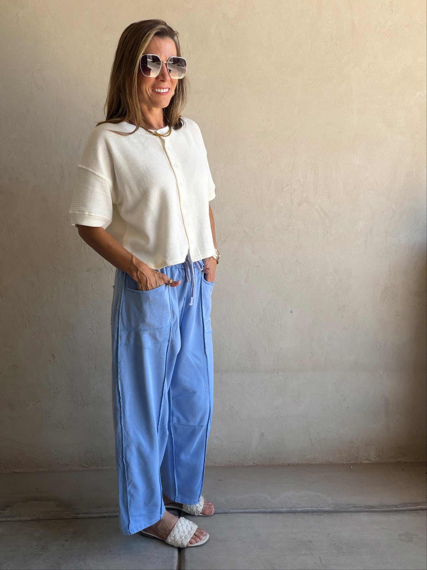 Heather Barrel Sweats in Periwinkle