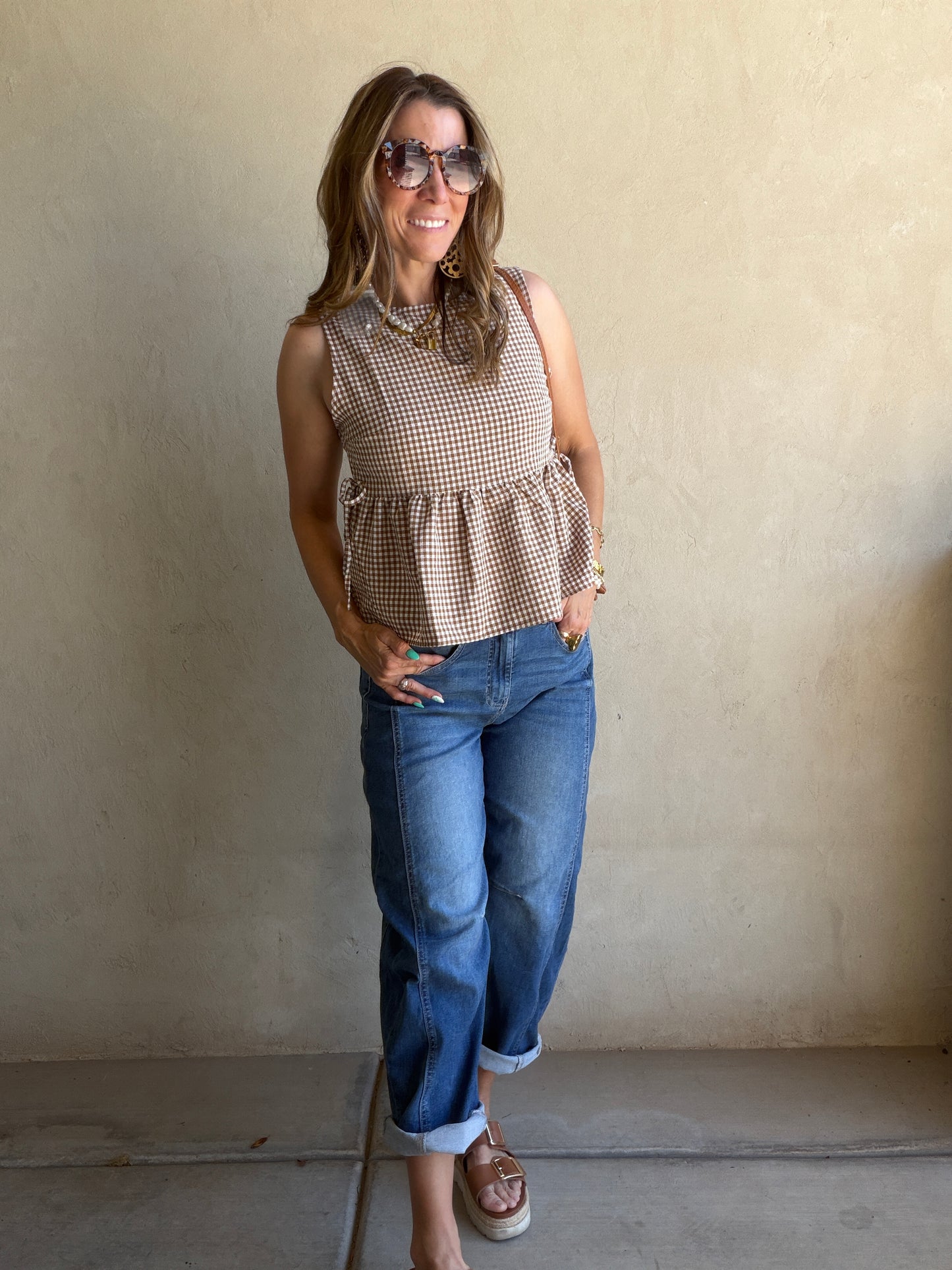 Marilyn Top in Brown Gingham