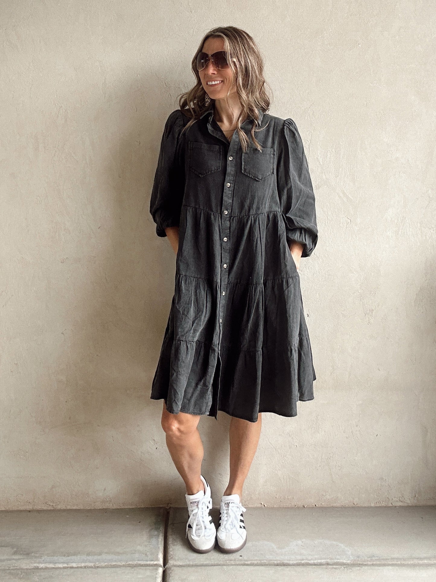 Kenlee Tiered Dress in Black