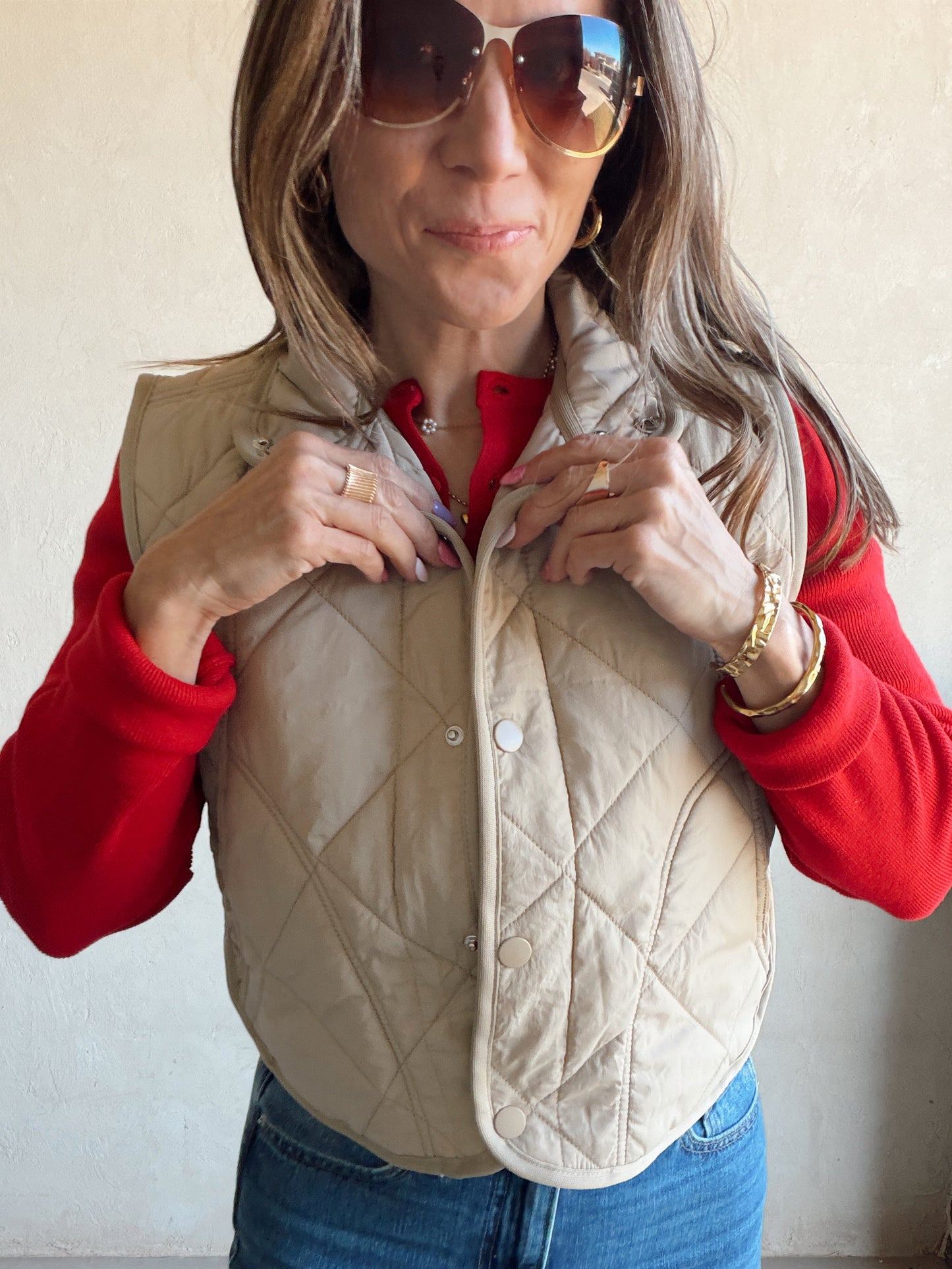 Rebecca Puffer Vest in Taupe