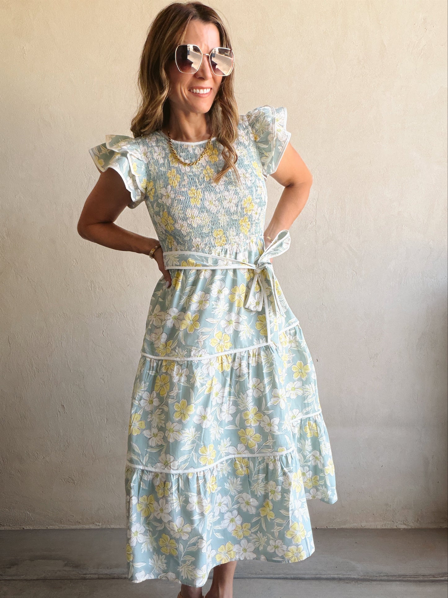 Cassandra Dress in Mint Floral