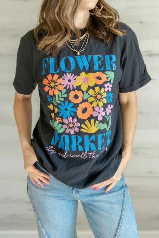 Flower Market Tee in Black
