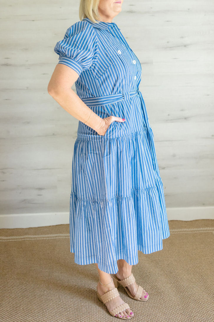 Abigail Striped Dress in Blue