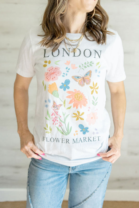 London Flower Market Tee in White