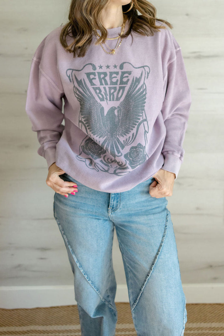 Vintage Free Bird Pullover in Lilac