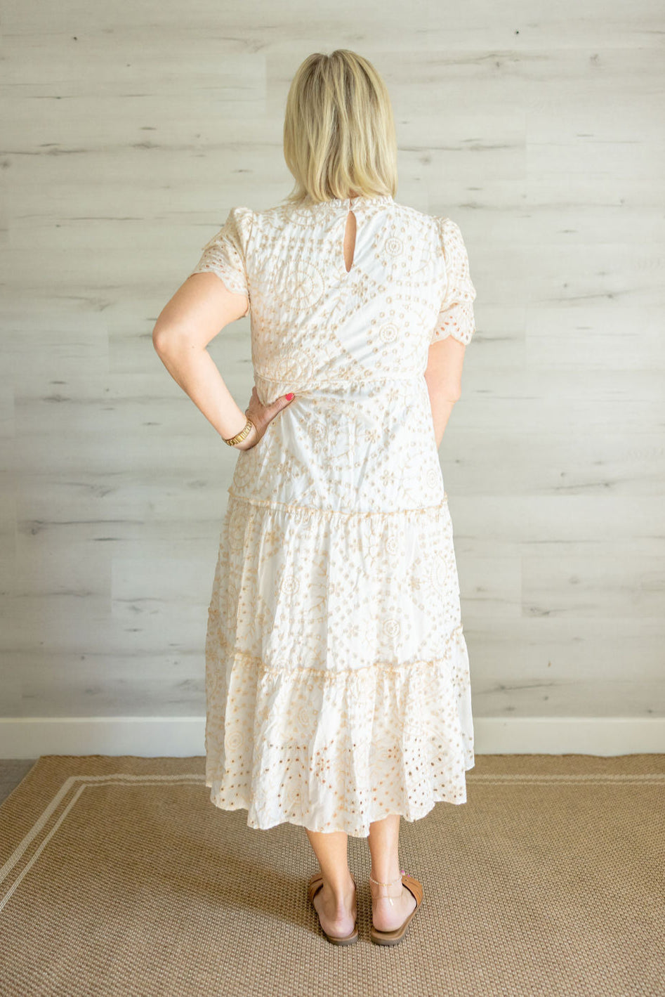 Savannah Eyelet Dress in Beige