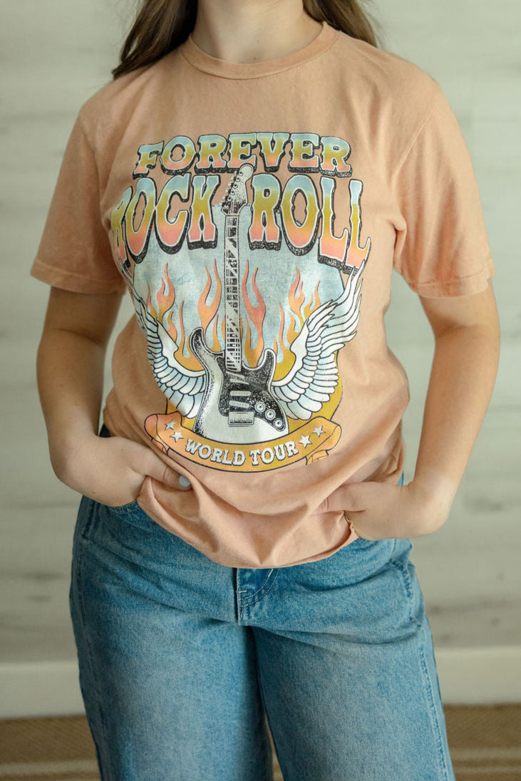 Forever Rock and Roll Tee in Rust
