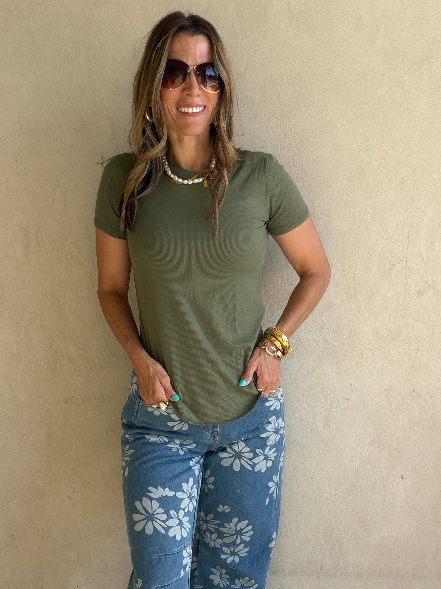 Sonny Ribbed Top in Olive