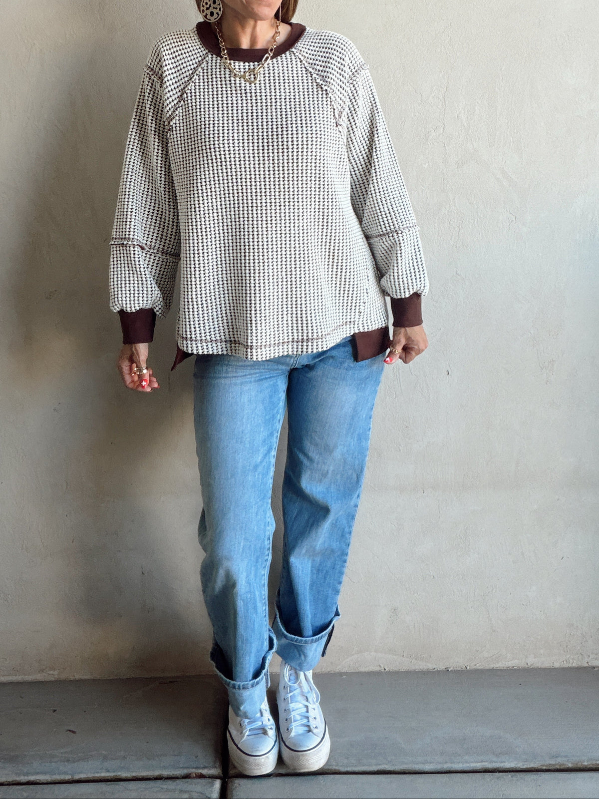 Adalyn Pullover in Chocolate & Ivory