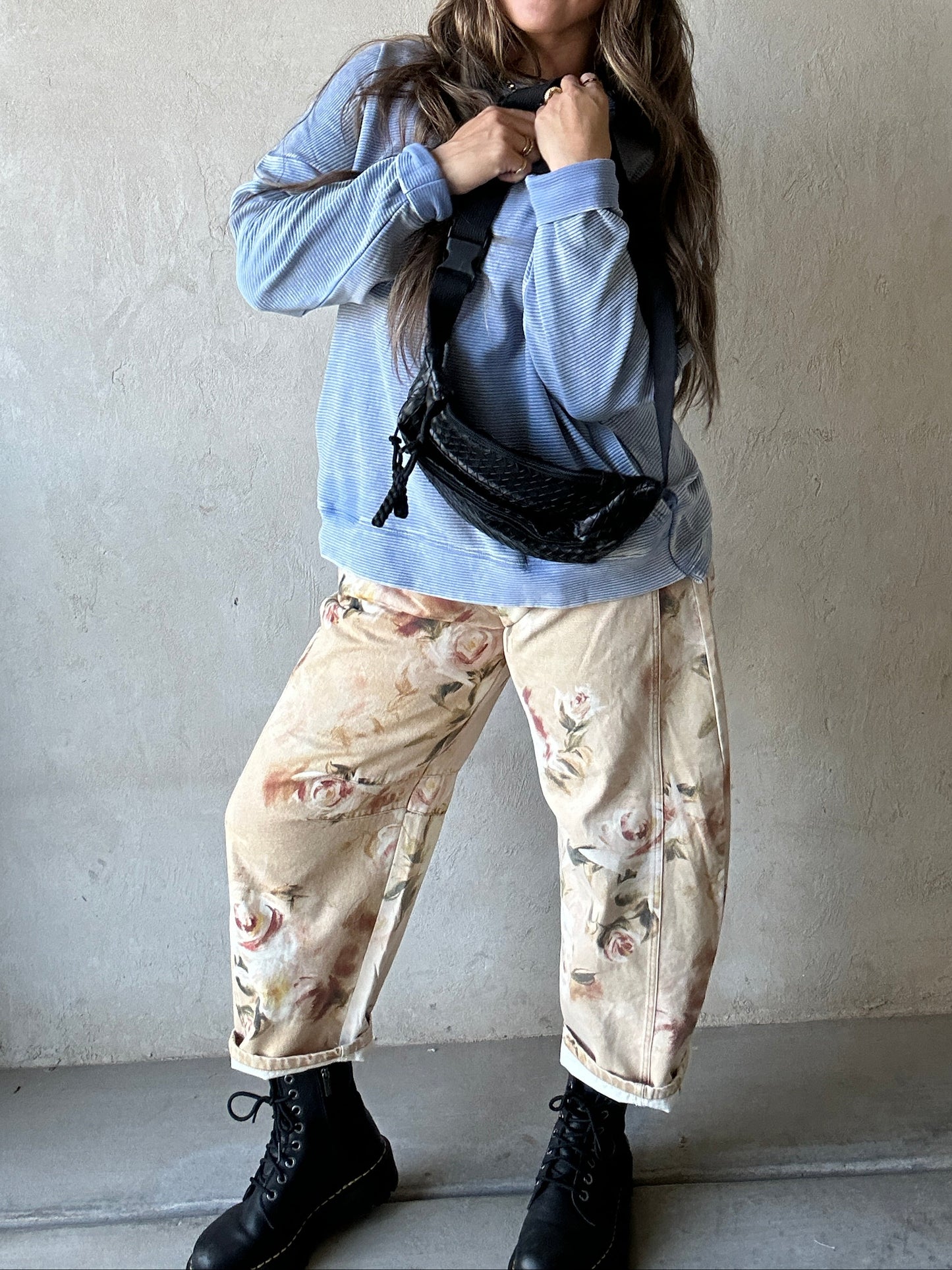 Dallas Double Ribbed Pullover in Blue