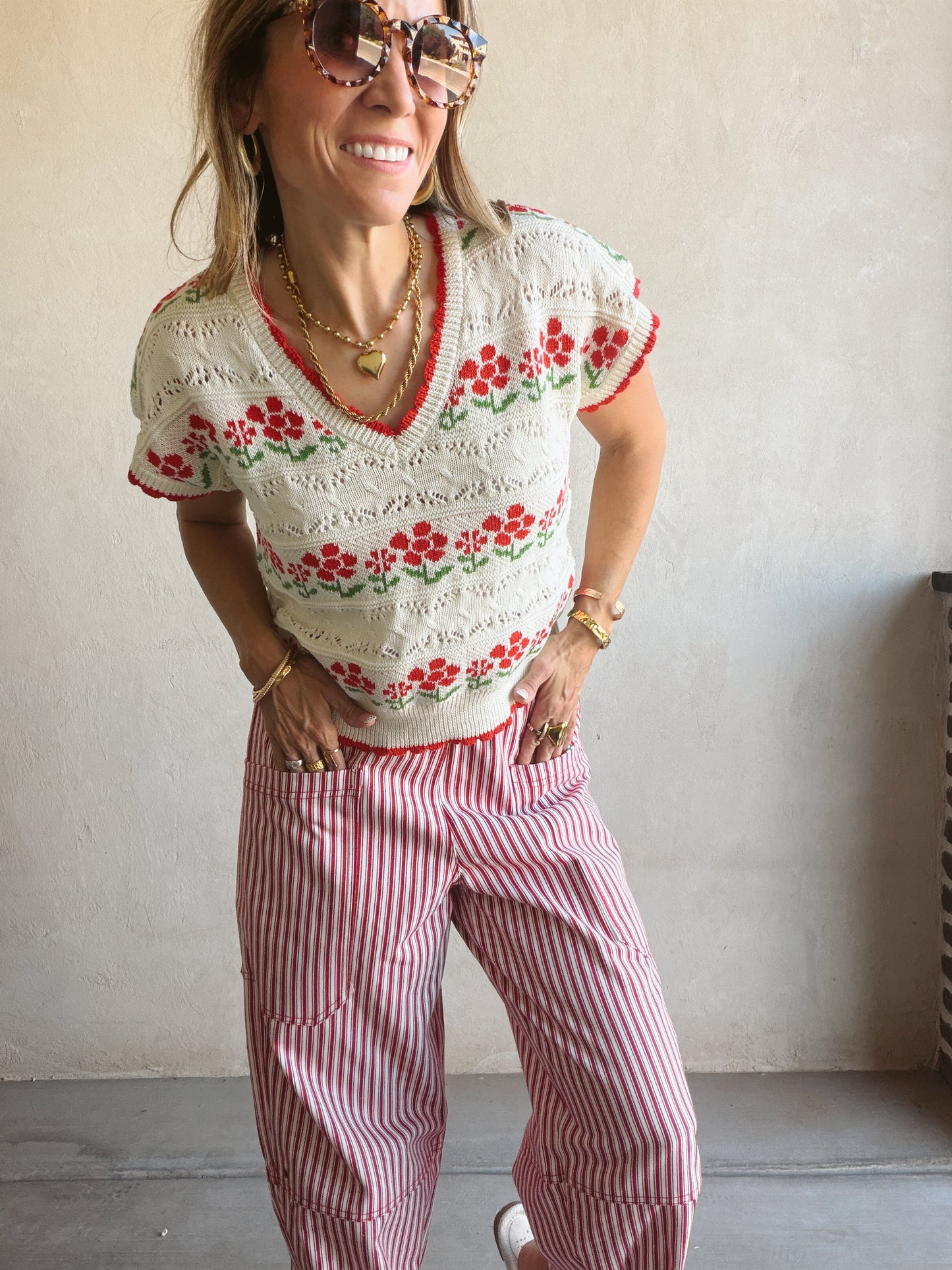 Kendall Floral Top in Cream Floral