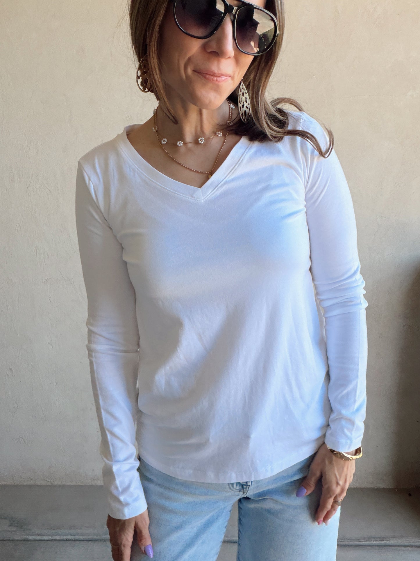 Lilly V-Neck Top in White