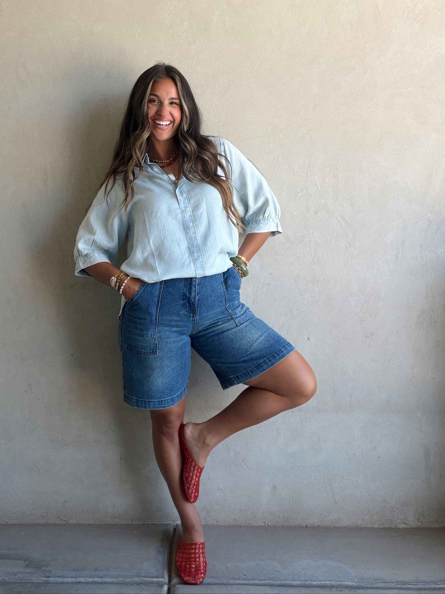Hadley Tencel Top in Light Indigo
