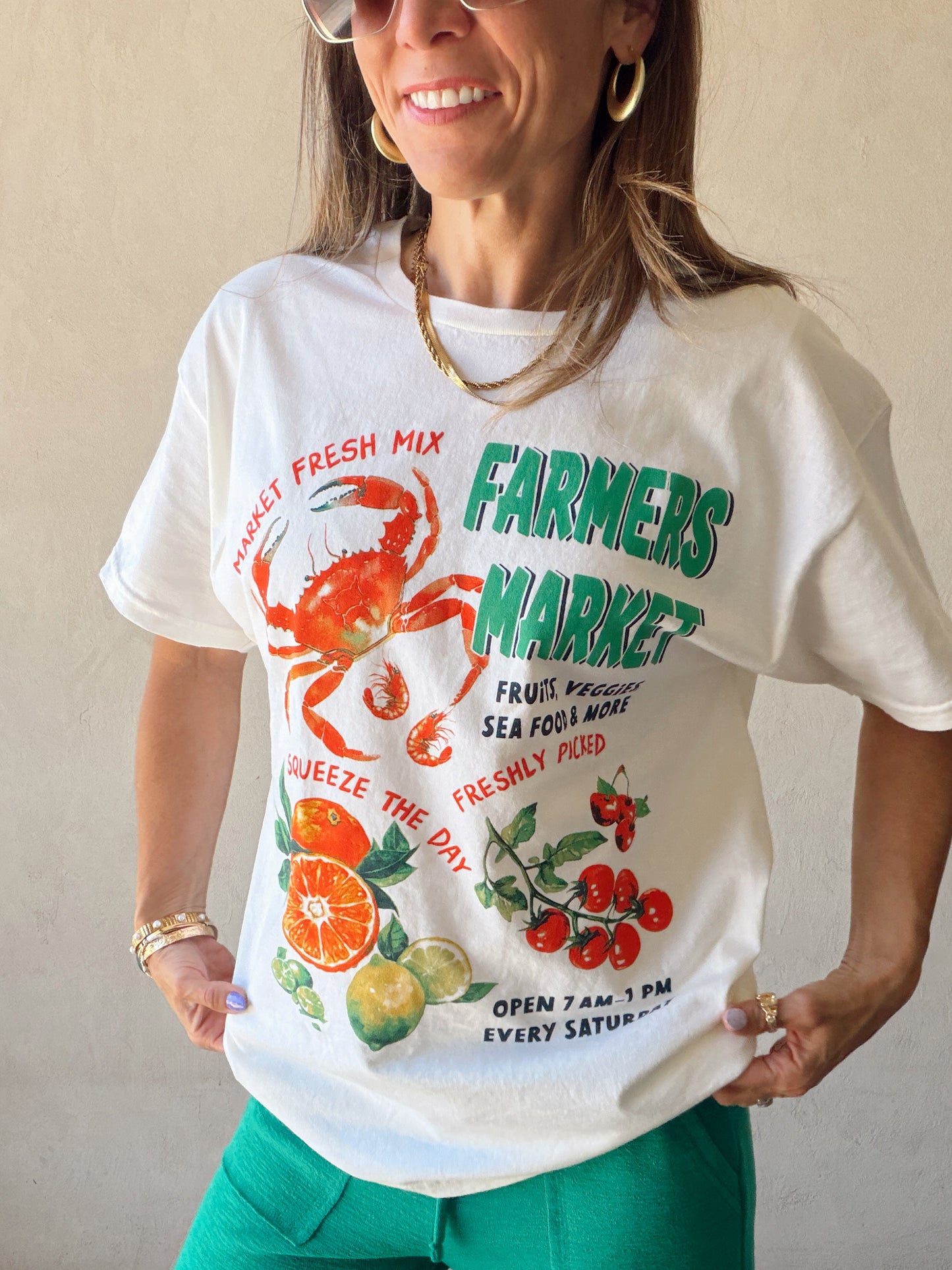 Farmer's Market Tee in Cream