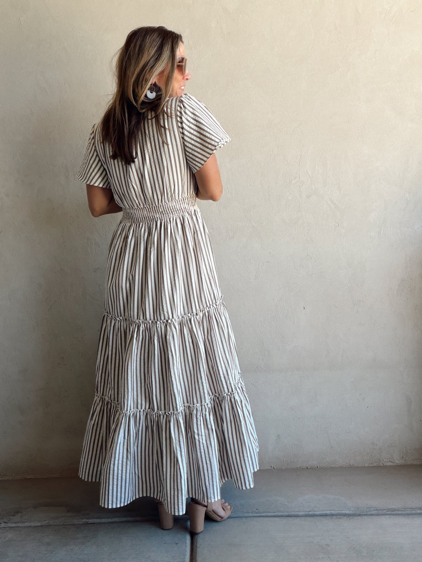 Eden Dress in Cream & Mocha