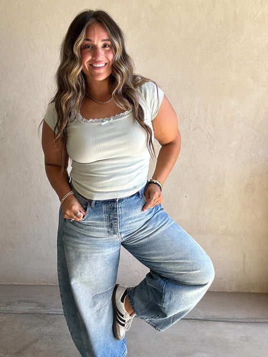 Libbie Lace Top in Mint
