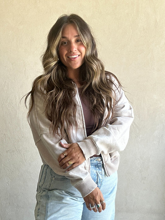 Kayla Bomber Jacket in Ash Mocha