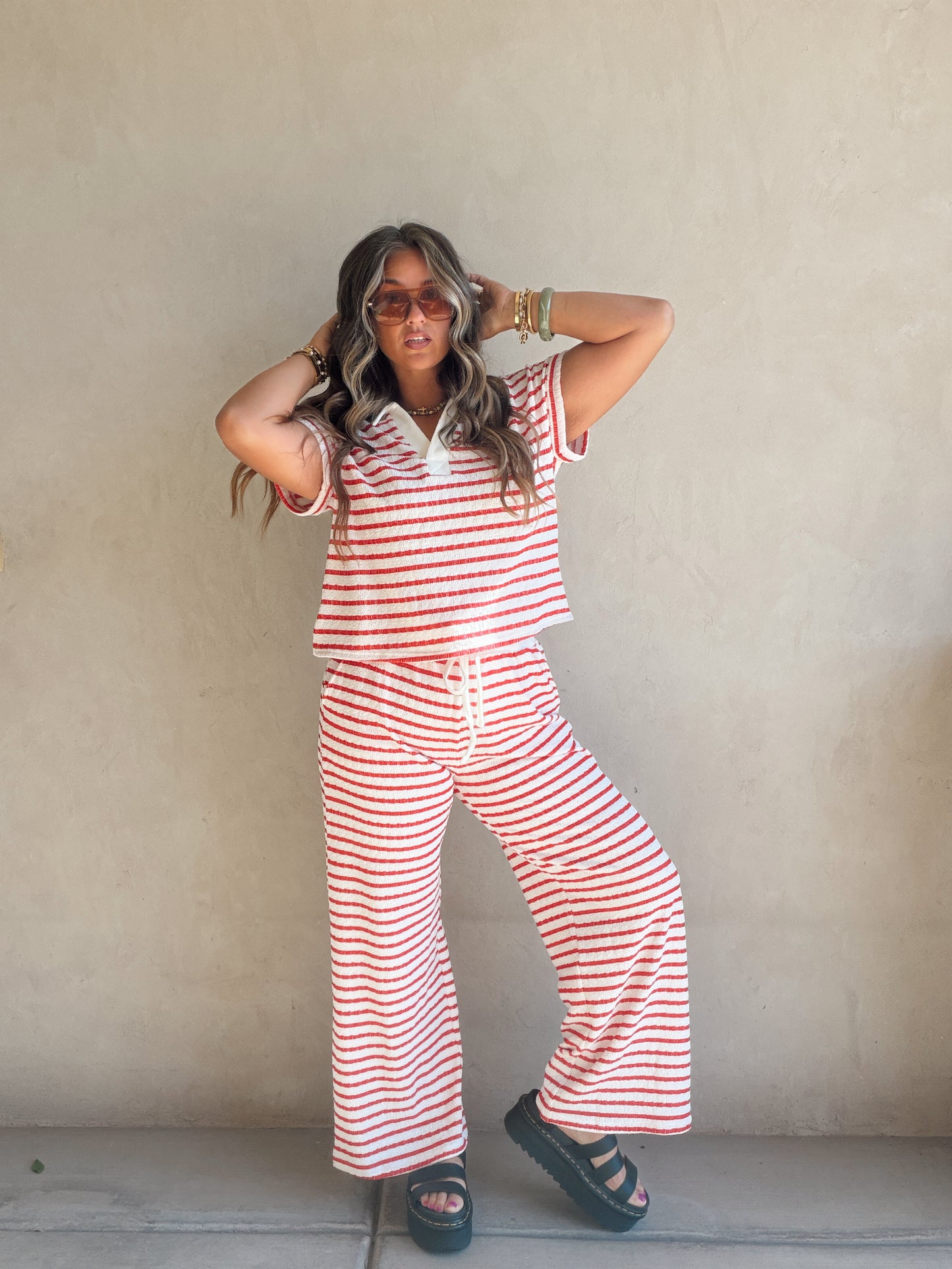 Annabelle Set in Red & White Stripe