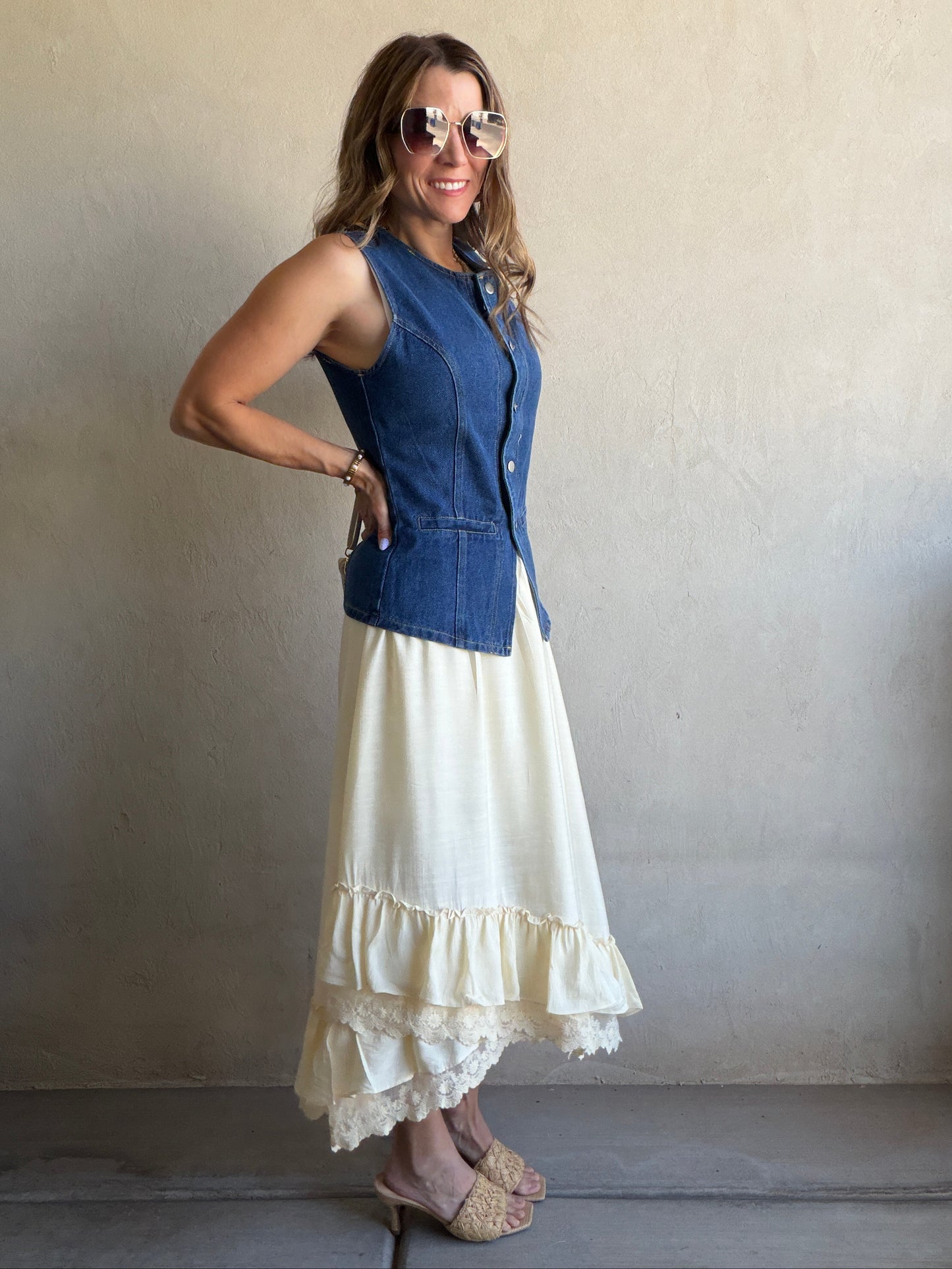 Nat Vest in Dark Denim