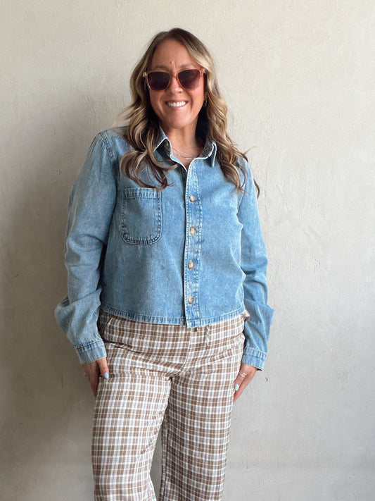 Trina Collared Denim Top