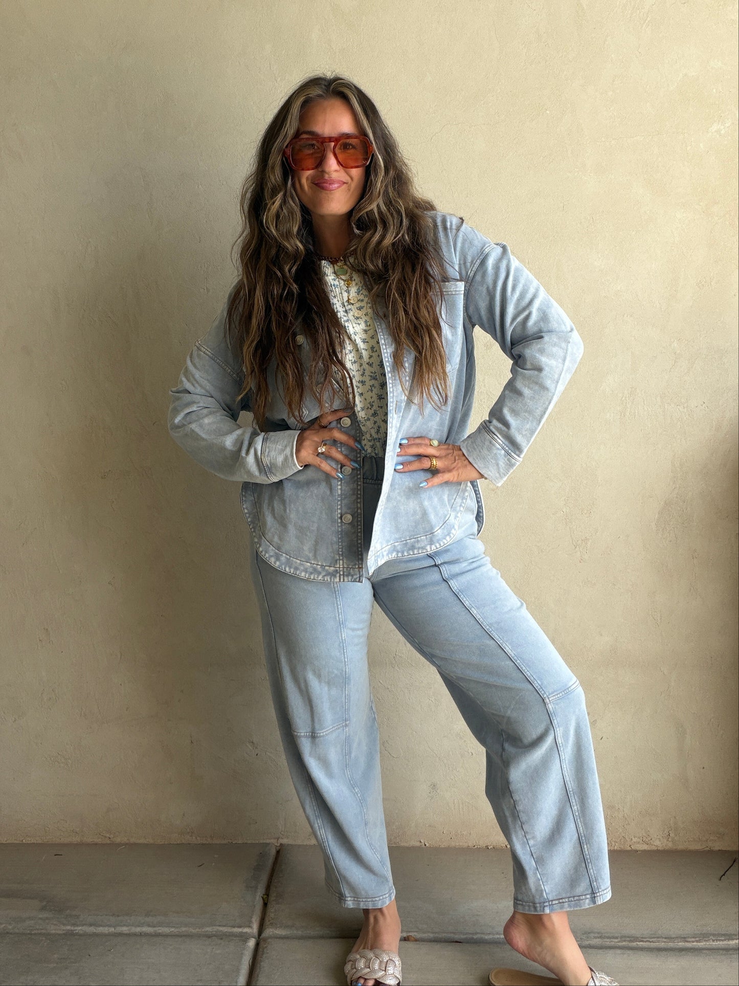 Keri Set in Acid Wash Blue