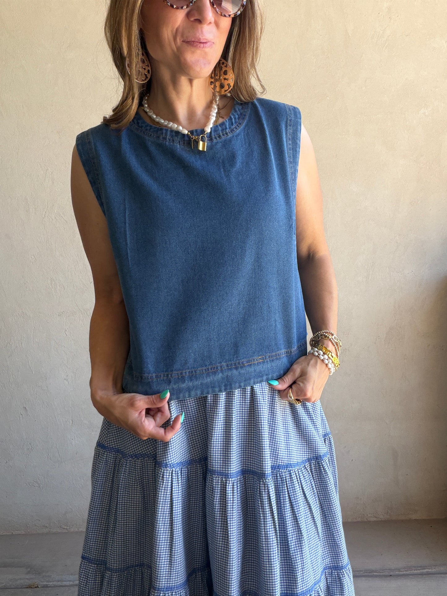 Ginny Sleeveless Top in Denim