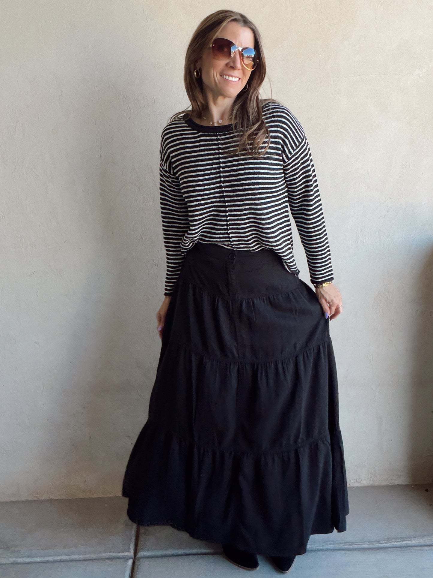 Bella Tiered Skirt in Black