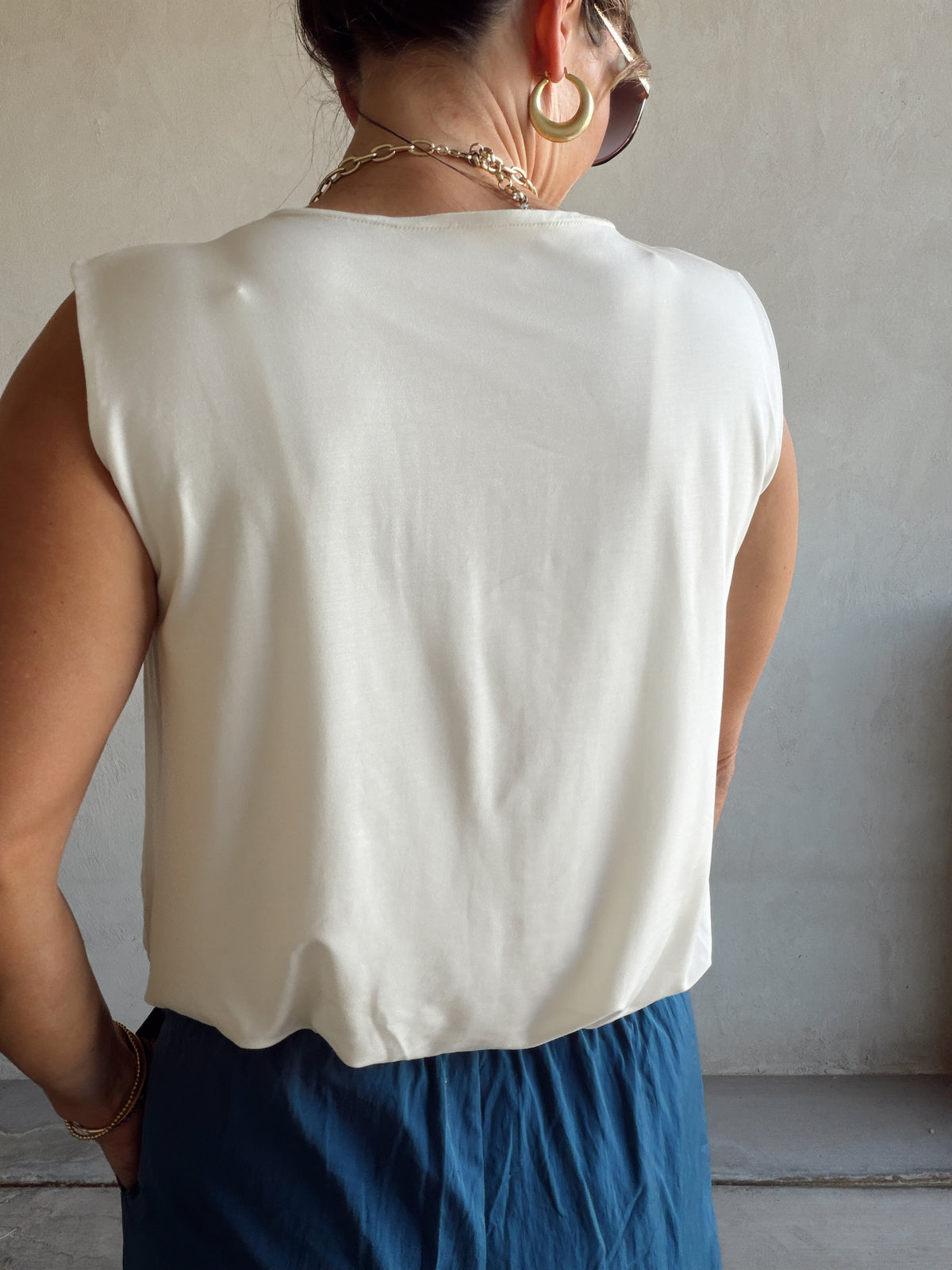 Wendy Double Lined Sleeveless Top in Ivory
