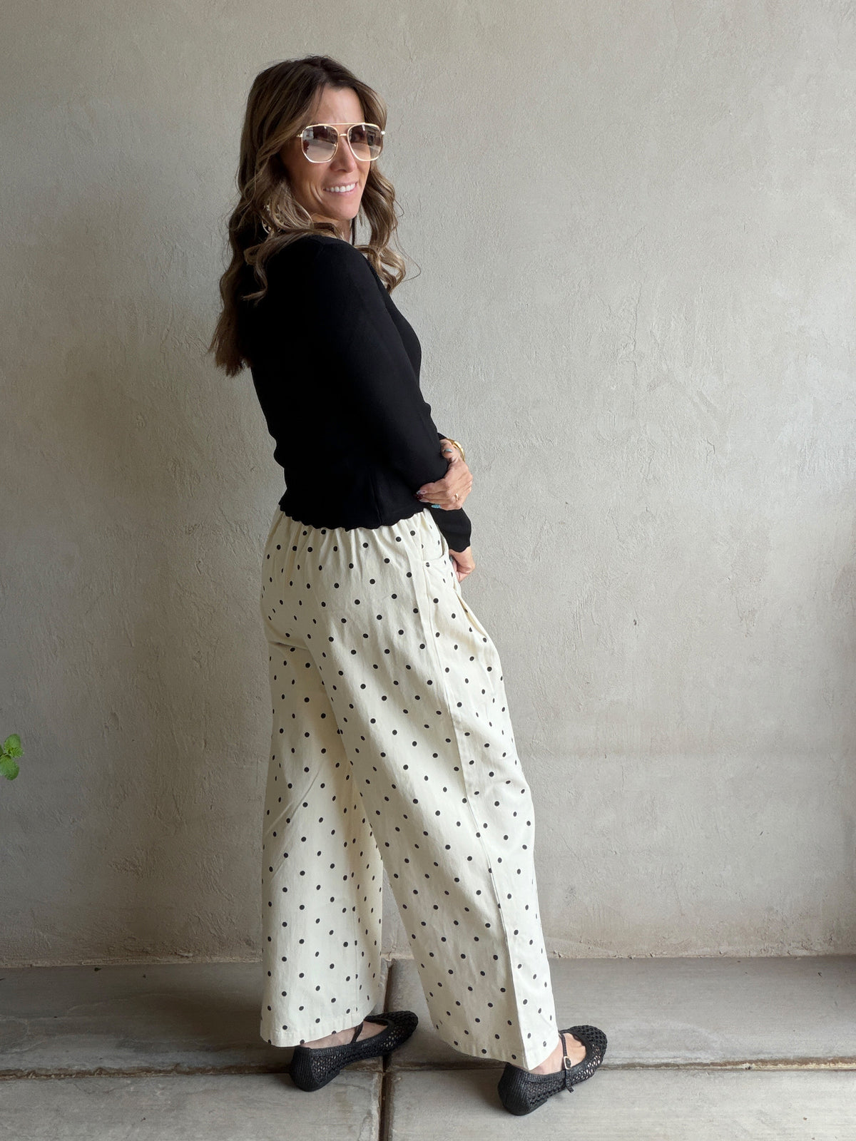 Penny Polka Dot Pants in Cream & Black
