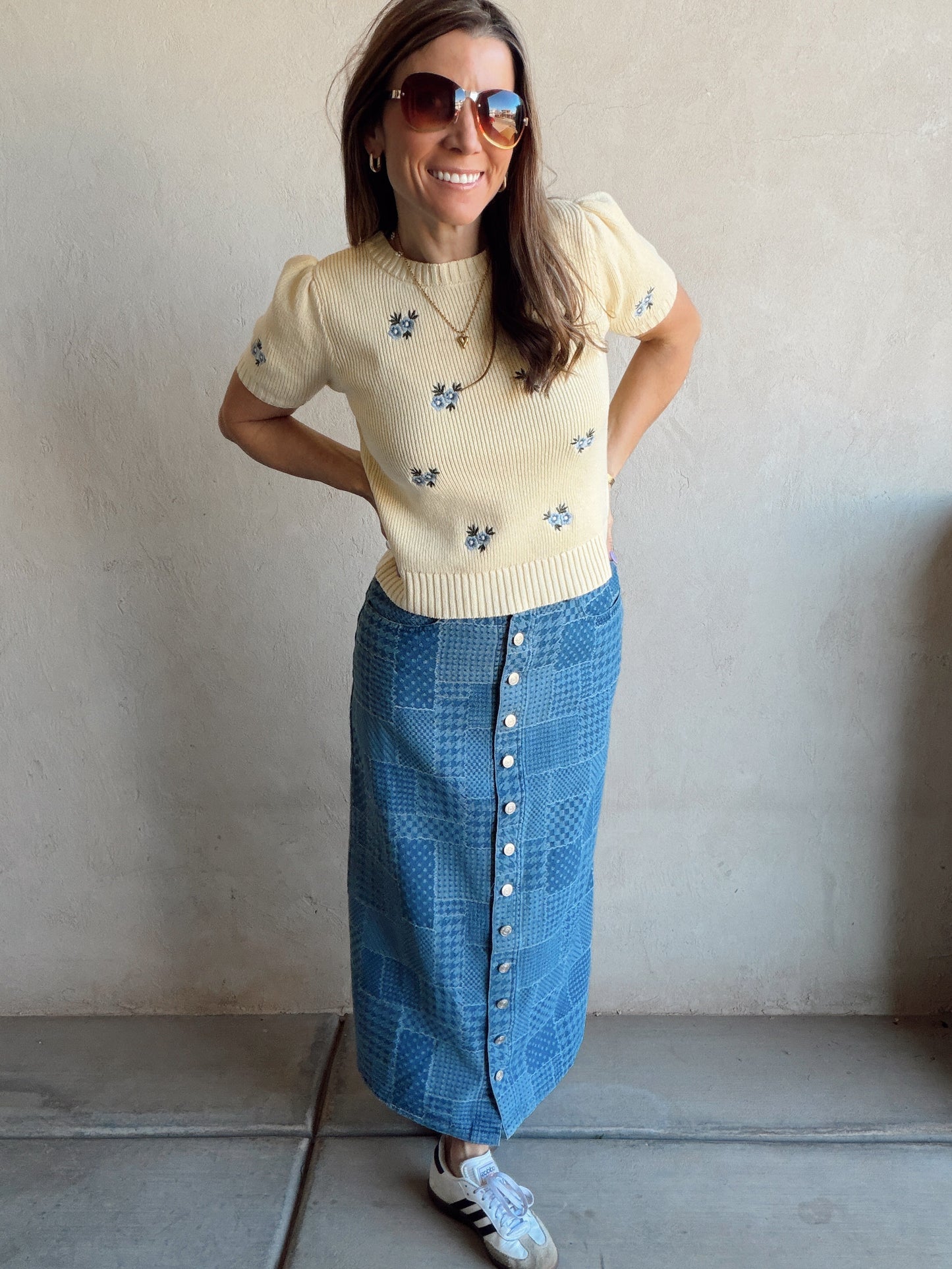 Nicoletta Patchwork Denim Skirt