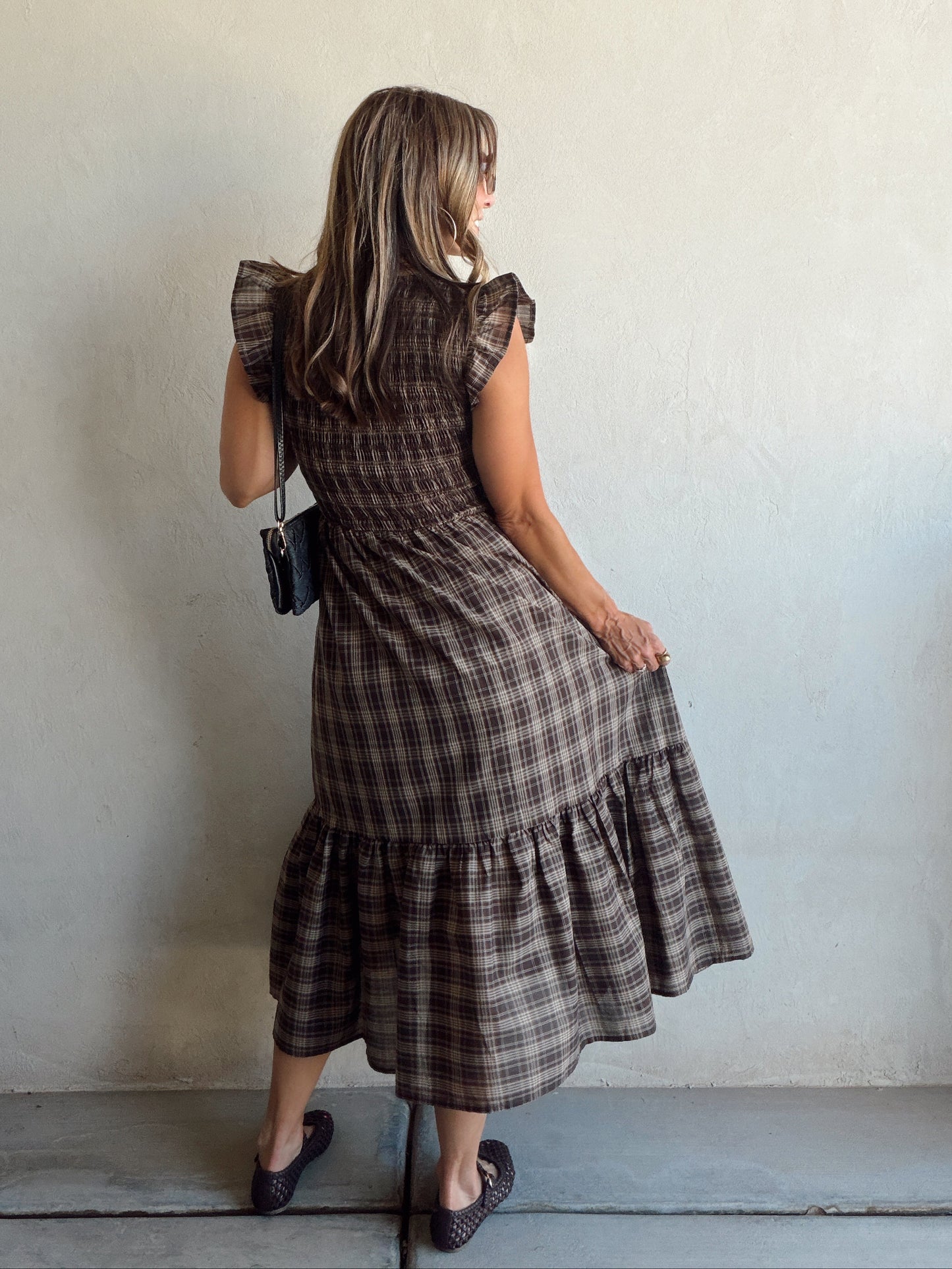 Kenna Dress in Chocolate & Black Plaid