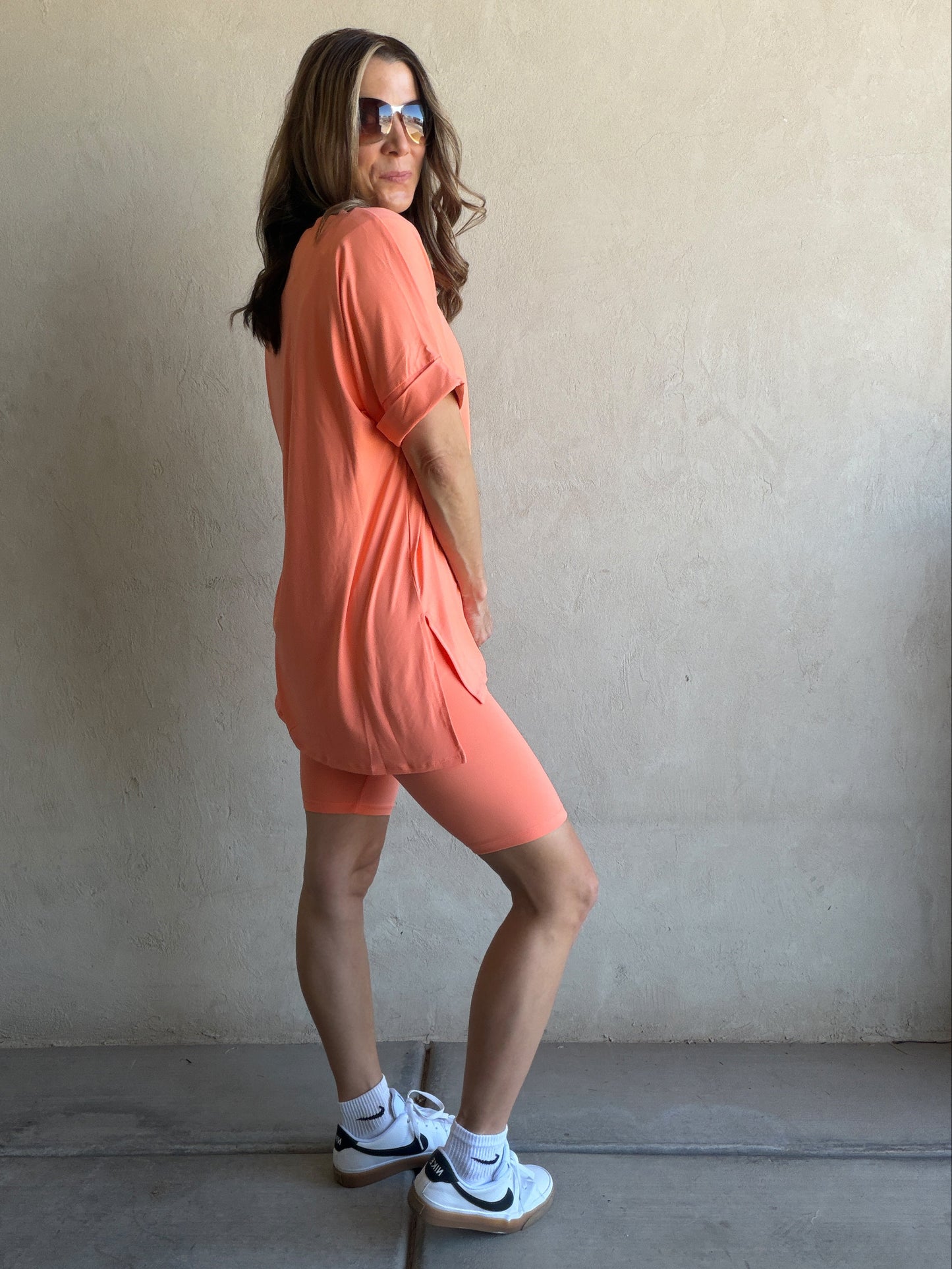 Jillian Heavenly Biker Set in Coral