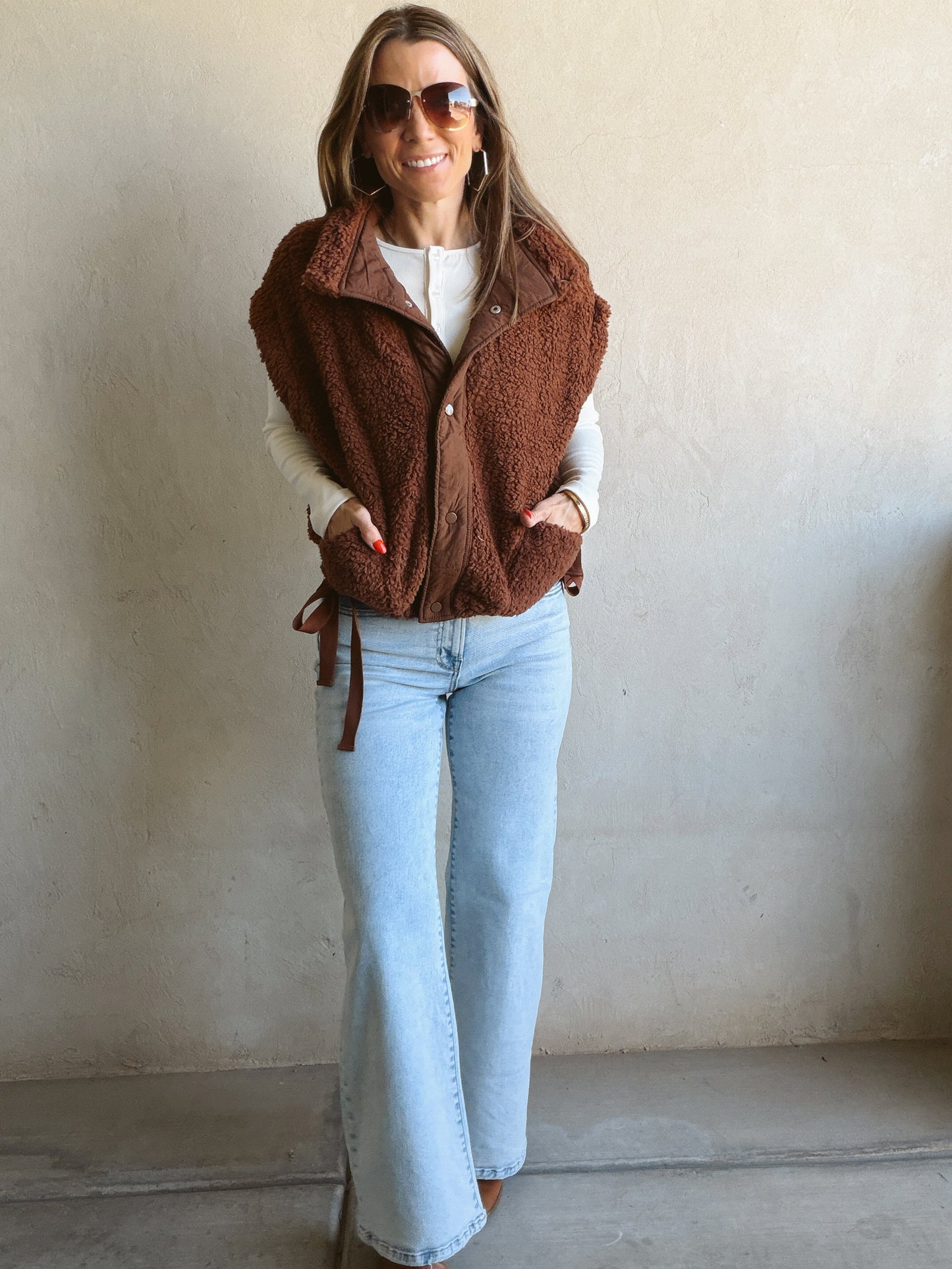 Karissa Sherpa Vest in Chocolate