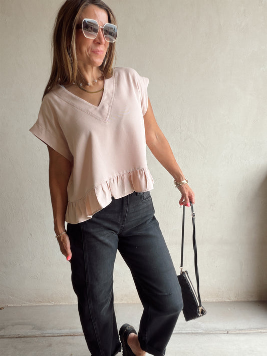 Denise Ruffle Top in Dusty Pink
