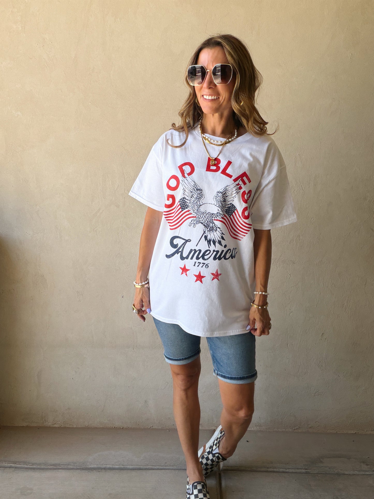 God Bless America Tee in White