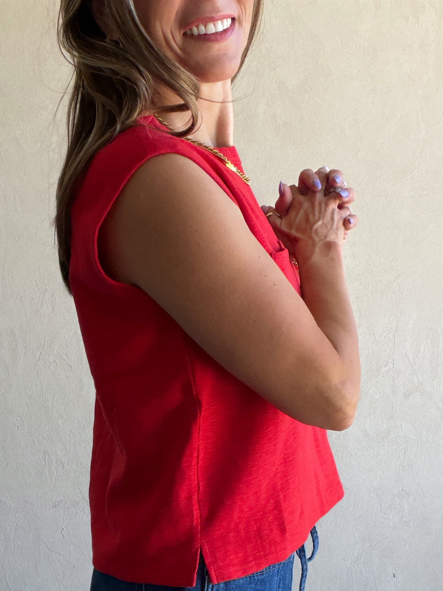 Wren Sleeveless Tank in Red