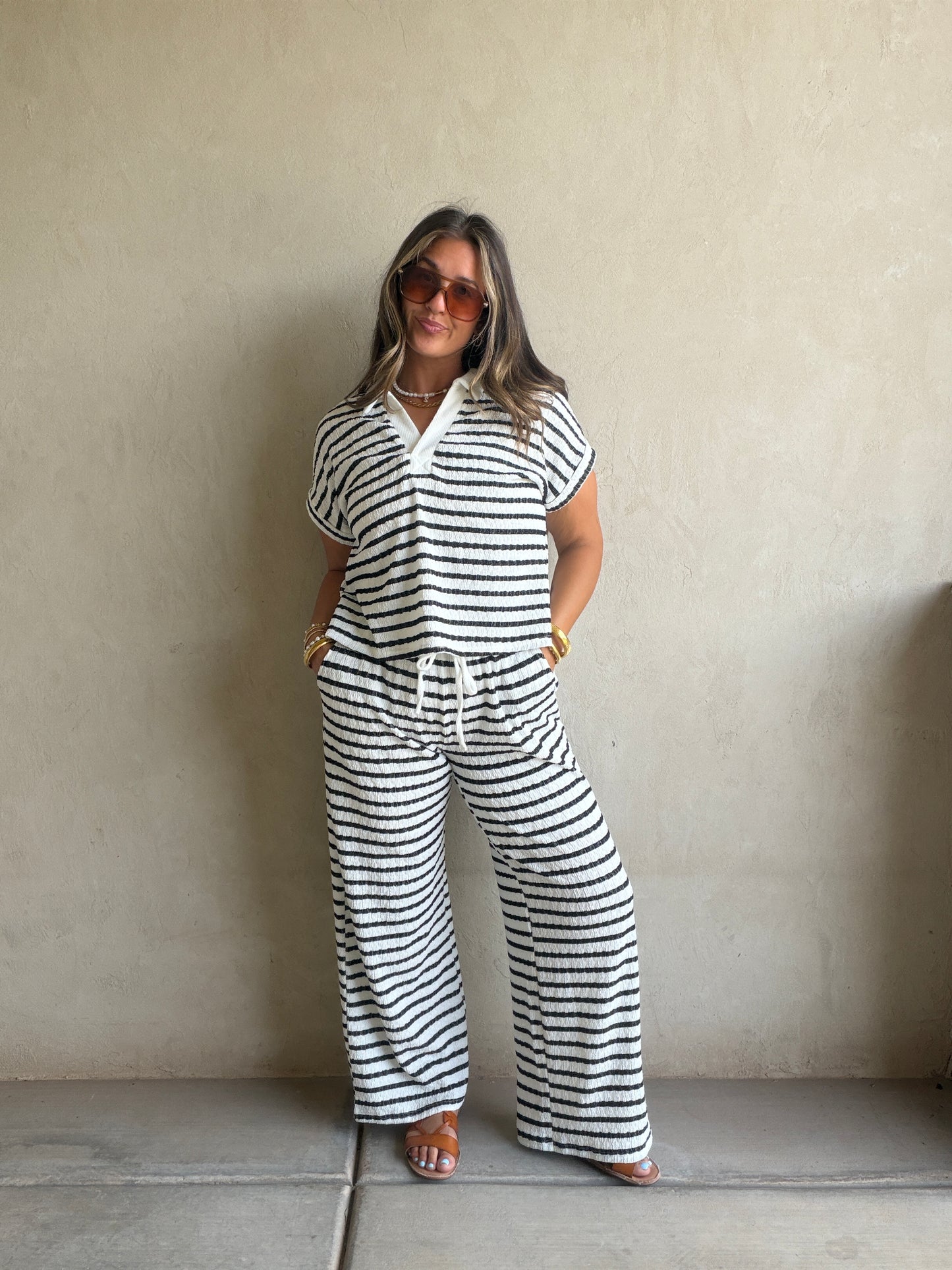 Annabelle Set in Black & White Stripe