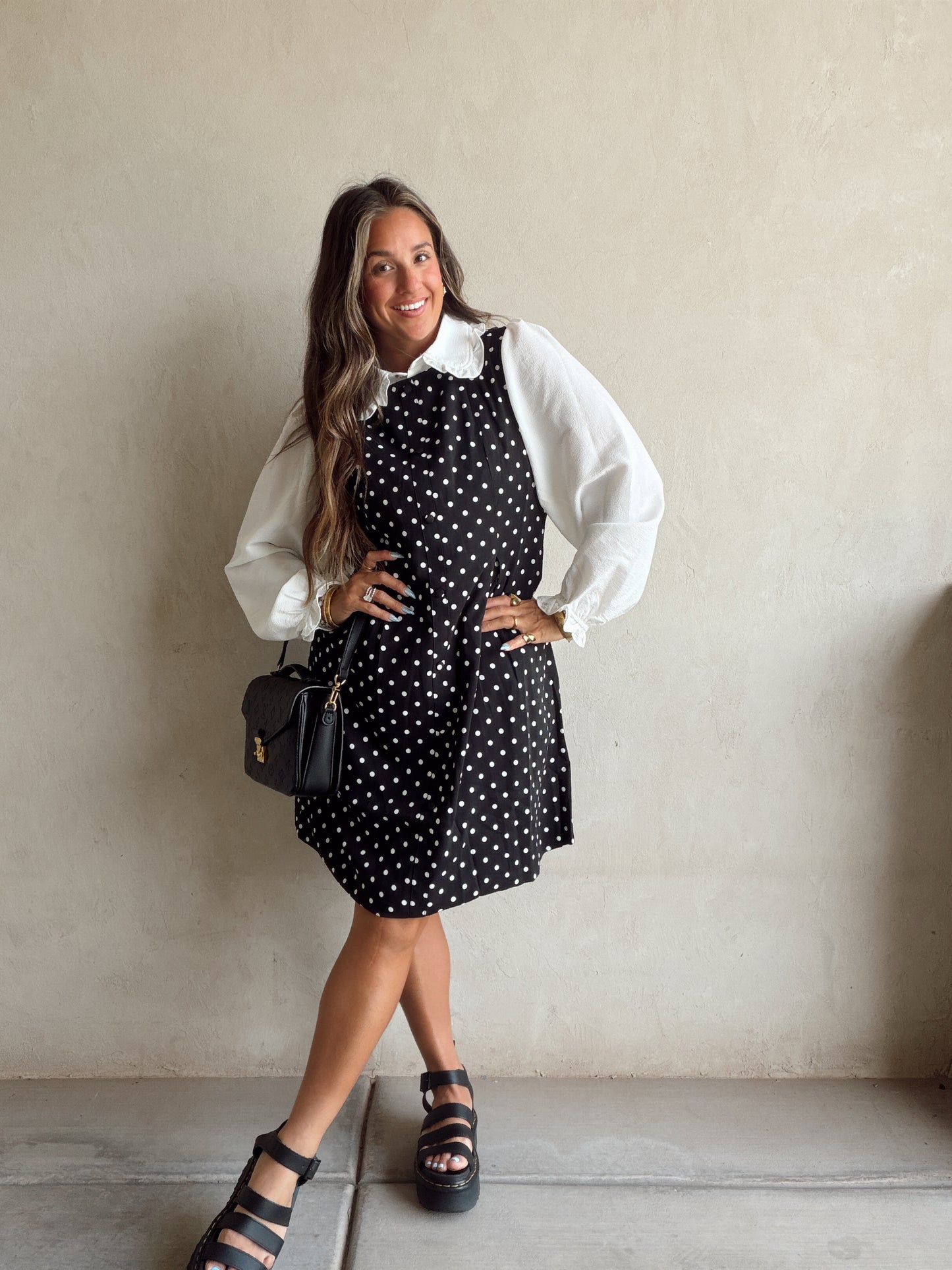 Keelee Polka Dot Dress in Black & White