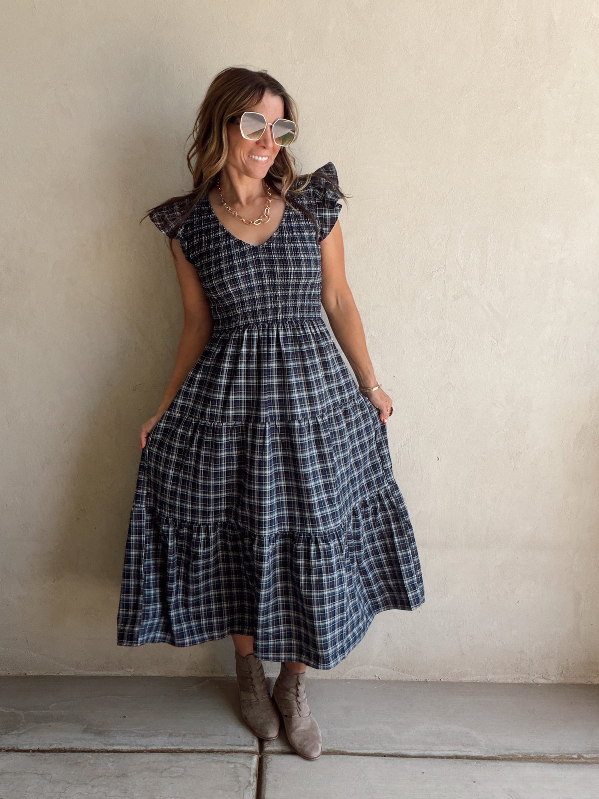 Emma Dress in Blue Plaid