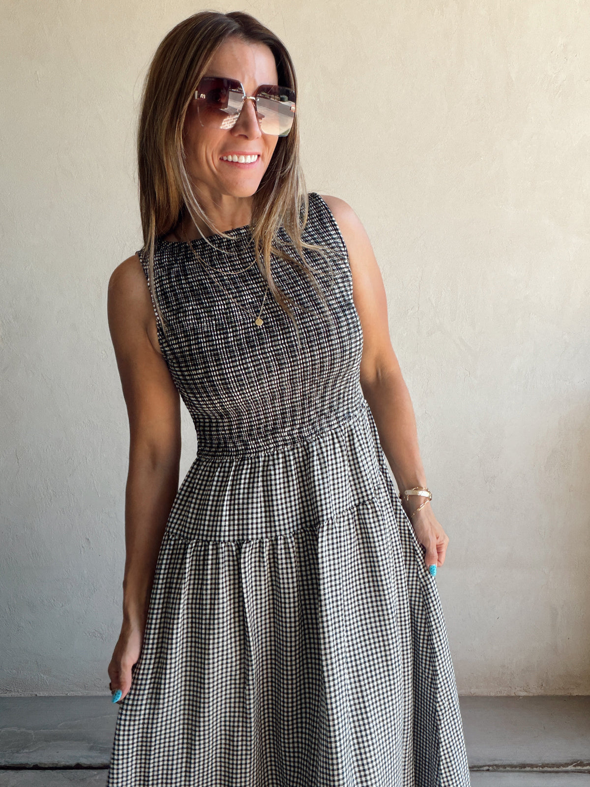 Denise Dress in Gingham Dress in Black & White