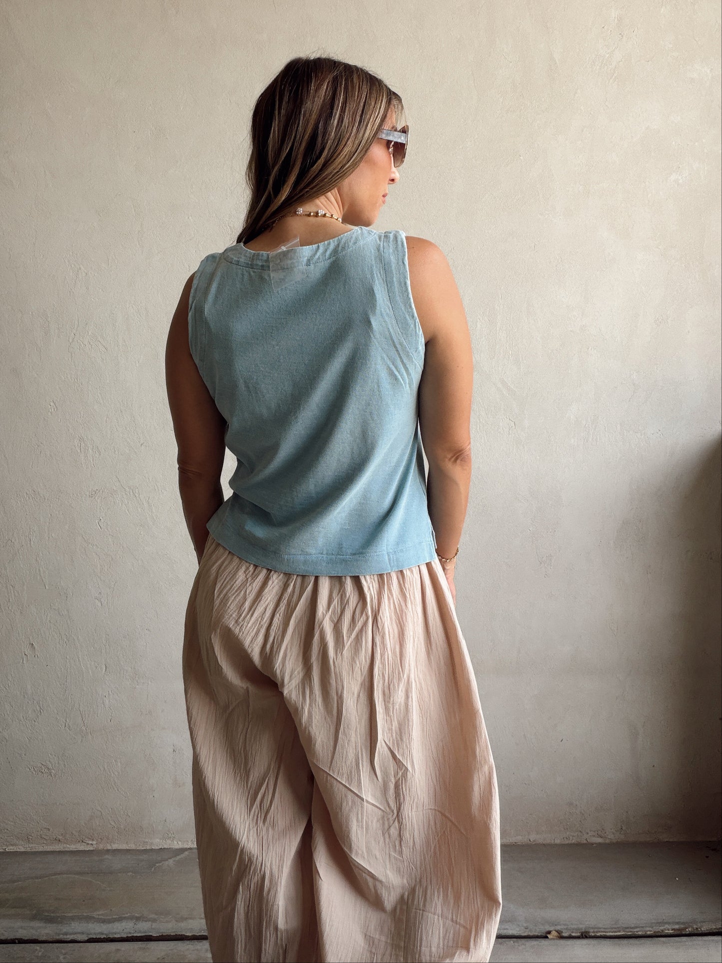 Arrow V-Neck Tank in Blue