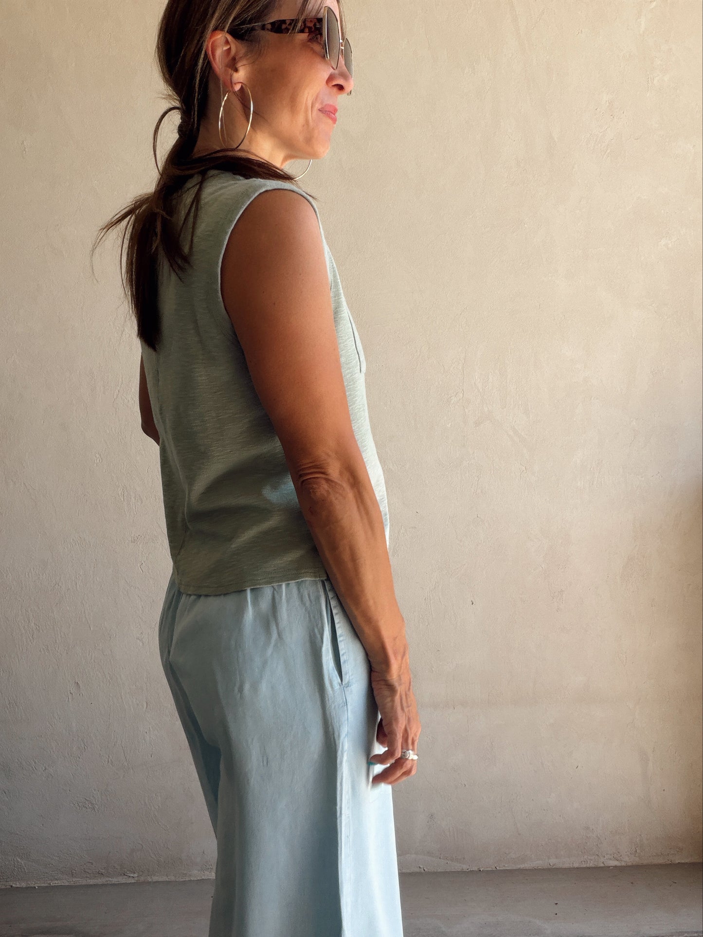 Wren Sleeveless Tank in Sage