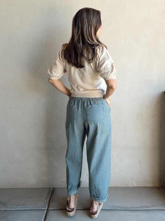 Nellie Drawstring Barrels in Blue Stripe