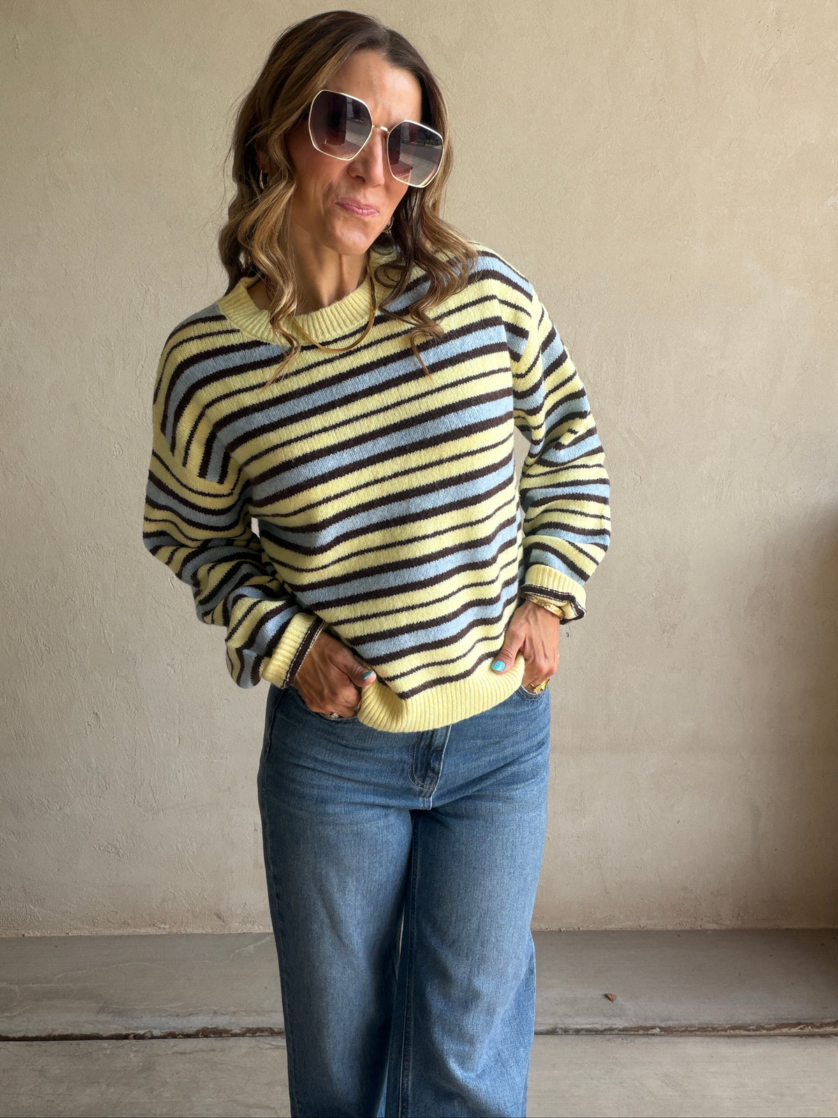 Beth Striped Sweater in Yellow