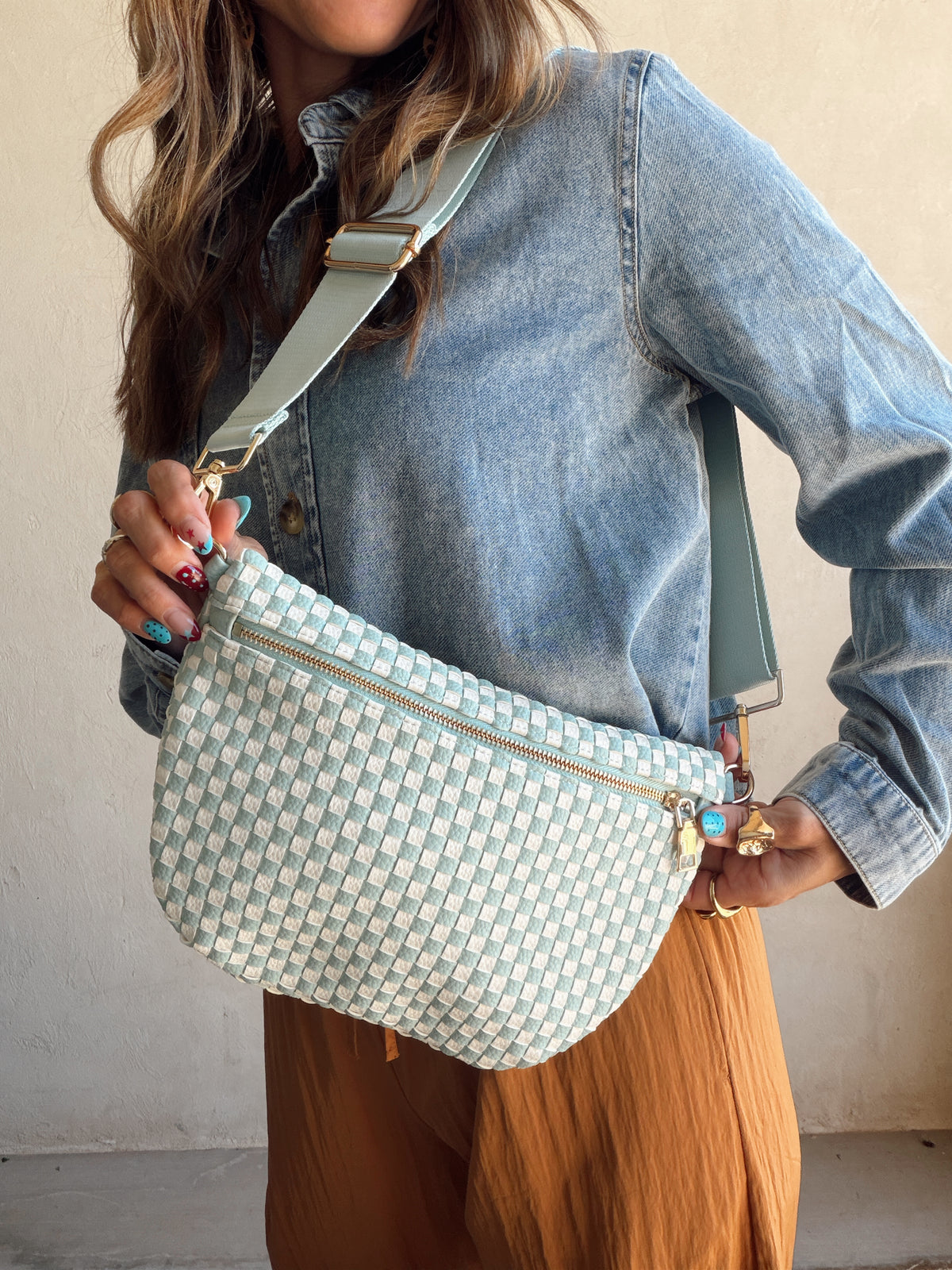 Betty Crossbody Bag in Mint & Cream