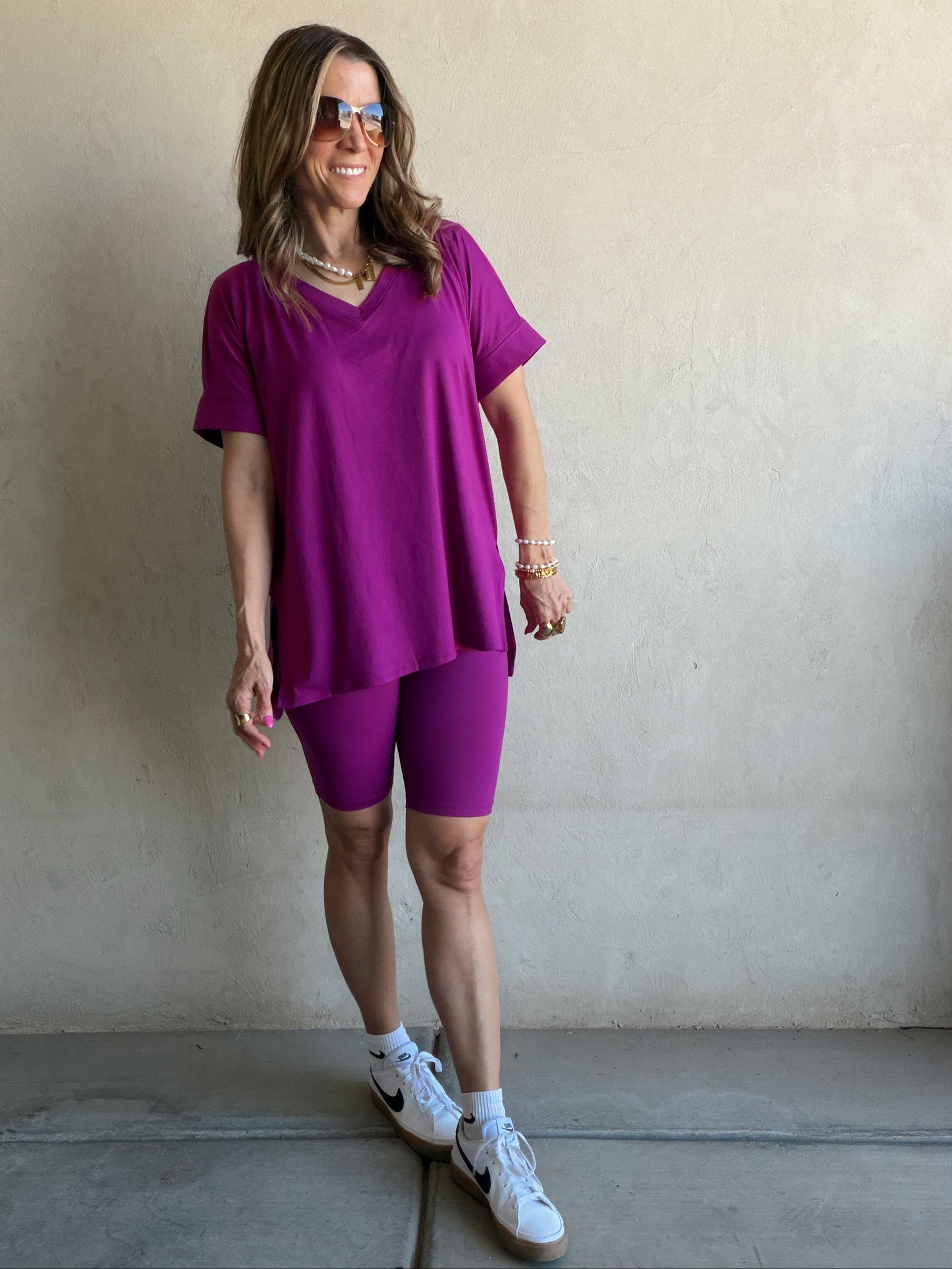 Jillian Heavenly Biker Set in Dark Magenta