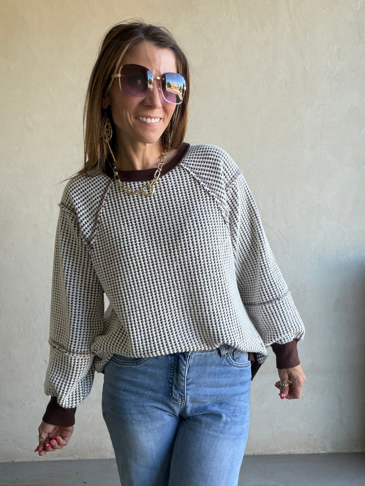 Adalyn Pullover in Chocolate & Ivory